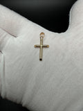 1" 14K Yellow Gold Round Cross 4mm Bail .84g