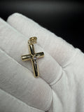 1.25" 14K two-tone gold square cross / crucifix pendant, 1.4g – Ott Family Jewelry (6)