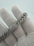 8" Silver 9ctw VS/VVS Lab Diamond Cuban 10mm 38.8g