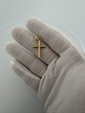 1.25" 14K Yellow Gold Round Cross 4.6mm Bail 1.04g
