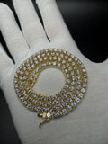 20" Gold over Silver 38ctw Moissanite Tennis Chain 4mm 31.5g