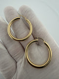 35mm x 4mm hoop earrings in 14K yellow gold, 3.7g, view 6 - Ott Family Jewelry