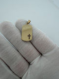 1.25" 14K Yellow Gold Dog Tag with Cross Cutout 3.1mm Bail 1.9g