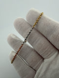 7.5" 14K Tri-Color Gold Rope 2.5mm 3.5g