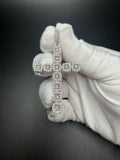 2.5" Silver 1.75ctw VS/VVS Lab Diamond Halo Cluster Cross 8mm Bail 7.9g