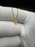 18" Gold over Silver Chain 1/4ctw Emerald Lab Diamond Solitaire Pendant 1.4g