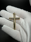 2" 14k Yellow Gold Round Cross & Crucifix 5.2mm Bail 2.8g