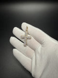 1.75" 10k Yellow Gold 2ctw VS/VVS Lab Diamond Rounded Edge Cross 7mm Bail 5.0g