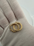 20mm x 3mm 14K Yellow Gold Fancy Hoops 1.8g
