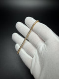 7.25" Gold over Silver .75ctw Natural Diamond Tennis Bracelet 3mm 10.9g