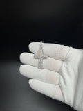 1.75" Silver 2.1ctw VS/VVS Lab Diamond Classic Latin Cross 7.2mm Bail 4.8g