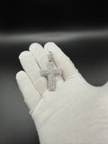 2.25" Silver Cross 4ctw VS/VVS Lab Diamond 8.7mm Bail 11.7g