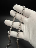 22" 14K White Gold Diamond Cut Moon Bead 6mm 39.6g