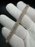8" Gold over Silver 6ctw VS/VVS Lab Diamond Cuban Bracelet 8mm 19.2g
