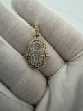 1.25" 10k Yellow Gold 2/3ctw VS/VVS Lab Diamond Hamsa 6.3mm Bail 2.6g