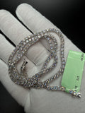 21" Silver 16ctw VS/VVS Lab Diamond Tennis Chain 3.4mm 21.3g
