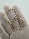 35mm x 2mm 14K Yellow Gold Hoops 2.51g
