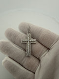 1.75" Silver 2.0ctw VS/VVS Lab Diamond Classic Latin Cross 7.5mm Bail 4.1g