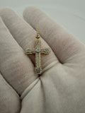 1.25" 10k Yellow Gold .4ctw VS/VVS Lab Diamond Outline Cross 6.1mm Bail 1.93g
