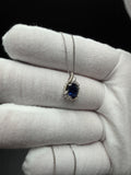 18" Silver Box Chain & 1ctw Lab Sapphire Pendant with Natural Diamond Accents 2.9g