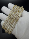 8mm Moissanite Cuban Chain, 12.6ctw D VVS1, GRA Certified, Gold Over 925 Silver, 20" (59.1g)