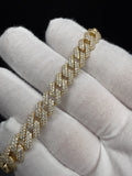 8mm Moissanite Cuban Bracelet, 4.3ctw D VVS1, GRA Certified, Gold Over 925 Silver, 7" (20.9g)