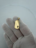 1.25" 14K Yellow Gold Dog Tag with Cross Cutout 3.1mm Bail 1.9g