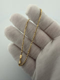 7.5" 14k Yellow Gold Diamond Cut Moon Bead Bracelet 2mm 2.9g