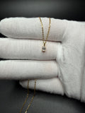 18" Gold over Silver Chain 1/4ctw Emerald Lab Diamond Solitaire Pendant 1.4g