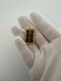 5g 24K Pamp Rose Bar in 14K Yellow Gold Rope Bezel 5mm Bail 8.0g