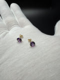 6mm 14k Yellow Gold Amethyst Studs .65g