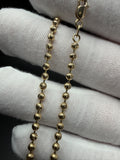22" 14k Yellow Gold Dia Cut Moon Bead Chain 3mm 14.7g