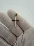 1.25" 14K Yellow Gold Round Cross 4.6mm Bail 1.04g