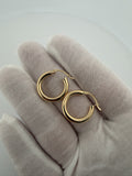 20mm x 3mm 14K Yellow Gold Hoops 1.9g