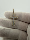 1.5" 10k Yellow Gold 3/4ctw VS/VVS Lab Diamond Flared Cross 6.8mm Bail 1.95g