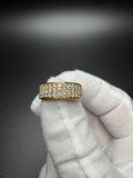 Size 10 Gold over Silver 2ctw VS/VVS 3 Row Lab Diamond Ring 6.2g