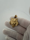 1.5" 14K Yellow Gold Tiger Pendant 7mm Bail 4.9g