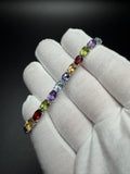 7" 4mm rainbow natural gemstone tennis bracelet, 20ctw, 925 silver, 9.3g – Ott Family Jewelry (7)