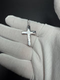 1.75" Silver 1.5ctw VS/VVS Lab Diamond Straight Edge Cross 5.3mm Bail 3.55g
