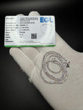 17" 14k White Gold 7.03ctw E-F VS Lab Diamond Tennis Chain EGL Certified 2.2mm 11.25g