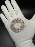 23" Gold Over Silver 1ctw Natural Diamond Tennis Chain 28.6g