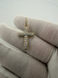 1.25" 10k Yellow Gold .6ctw VS/VVS Lab Diamond Latin Cross 6mm Bail 1.9g