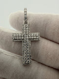 1.75" Silver 2.1ctw VS/VVS Lab Diamond Classic Latin Cross 7.2mm Bail 4.8g