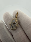 1.25" 10k Yellow Gold 3/4ctw VS/VVS Lab Diamond Hamsa 6.4mm Bail 2.9g