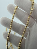 22" 10K Yellow Gold Diamond Cut Moon Bead Chain 4mm 11.0g