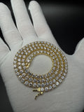 20" Gold over Silver 38ctw Moissanite Tennis Chain 4mm 31.5g