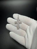 1.75" Silver 2.1ctw VS/VVS Lab Diamond Classic Latin Cross 7.2mm Bail 4.8g