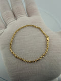7" 14K Yellow Gold Rope Bracelet 2.5mm 3.42g