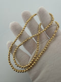 22" 10K Yellow Gold Diamond Cut Moon Bead Chain 4mm 11.0g