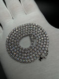22" Silver 18ctw Moissanite Tennis Chain 3mm 26.5g